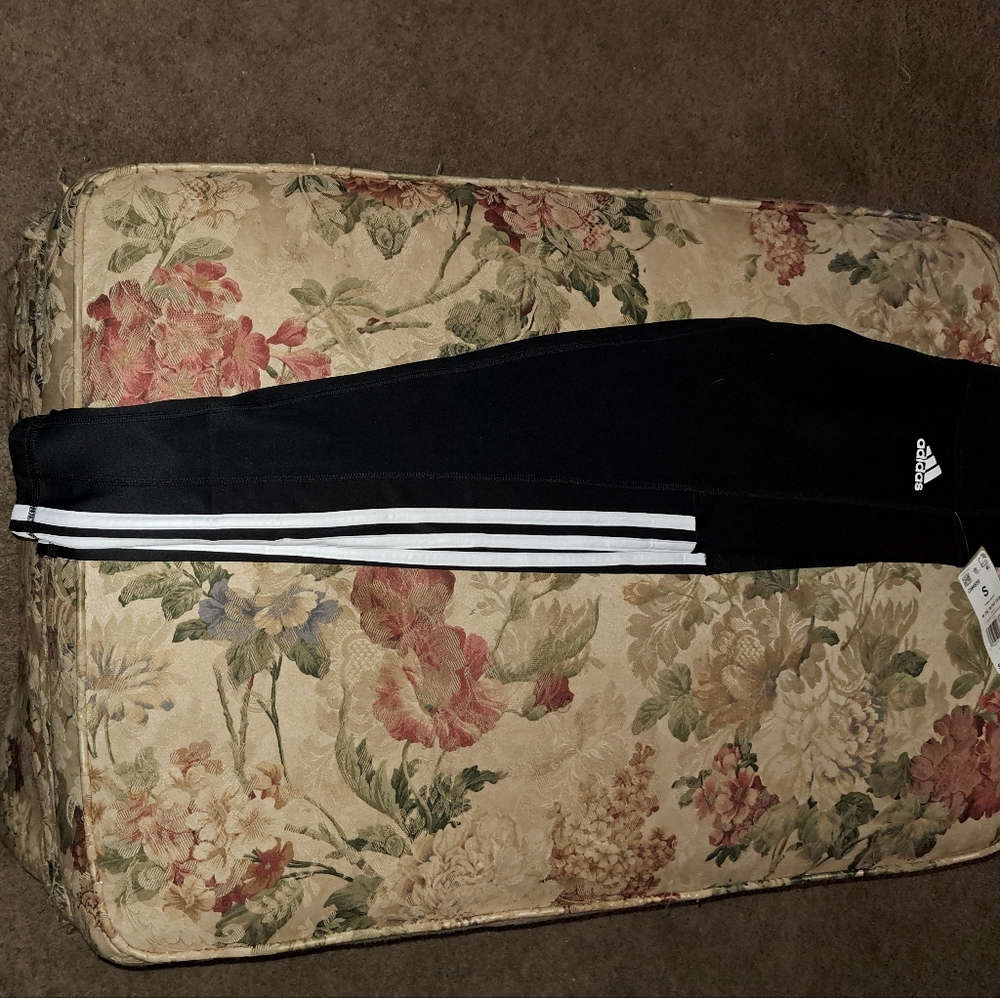 Black Adidas three stripe workout pants